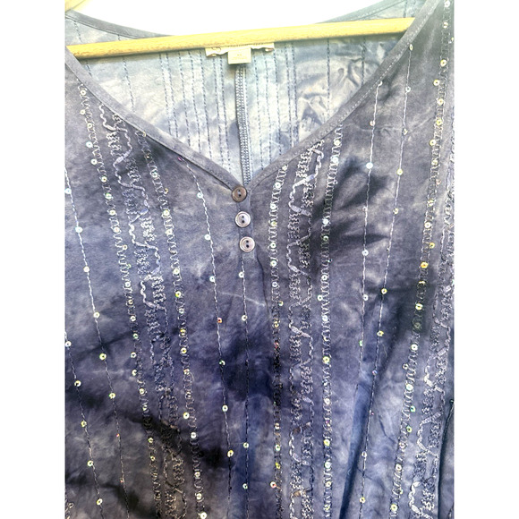 CB Established Womens Embroidered Henley Top Size XL Acid Wash Grunge Witchy Y2K - Picture 5 of 11